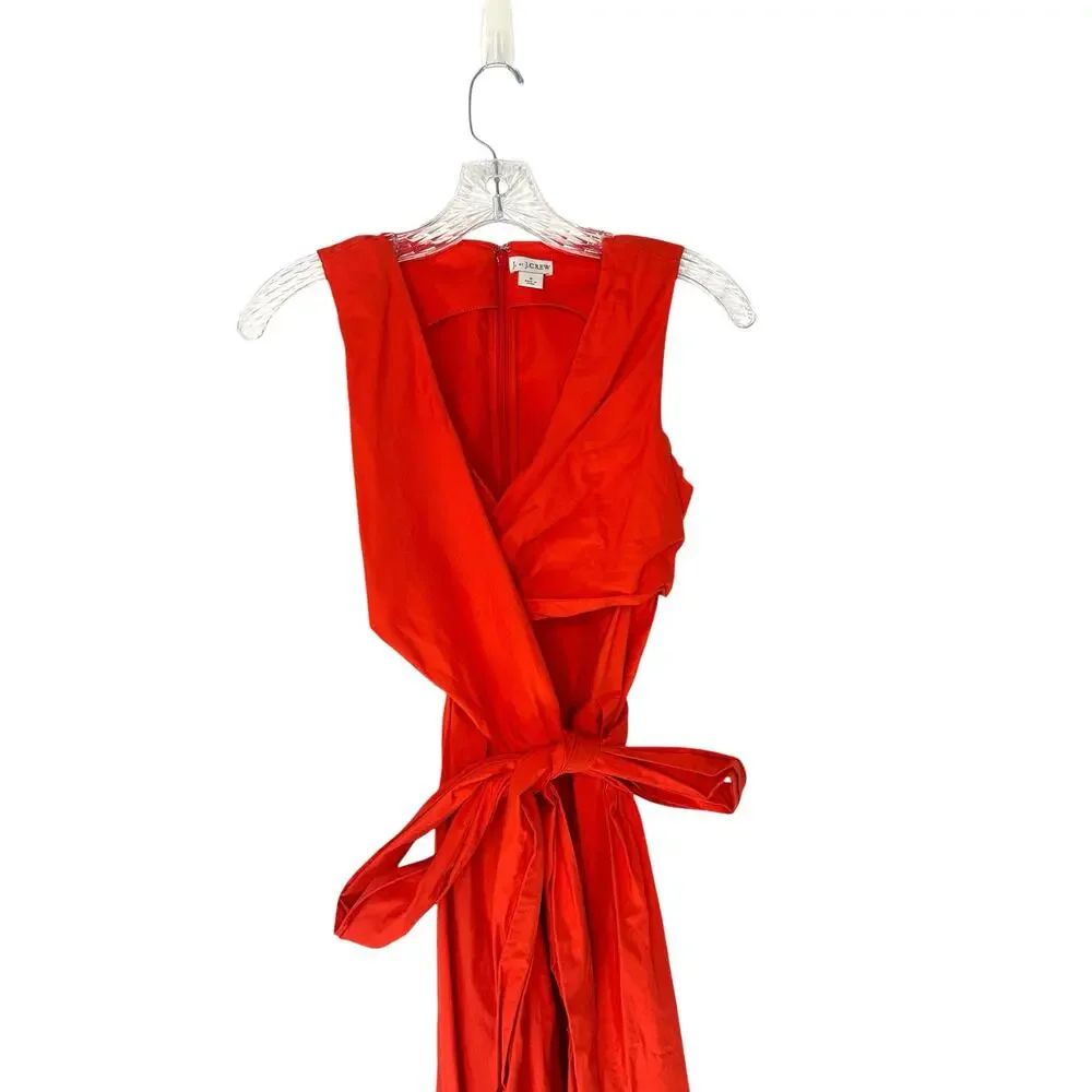 J.Crew Orange Organic Cotton Classy Dressy‎ Sleeve Wrap Top Shirtdress Size 2